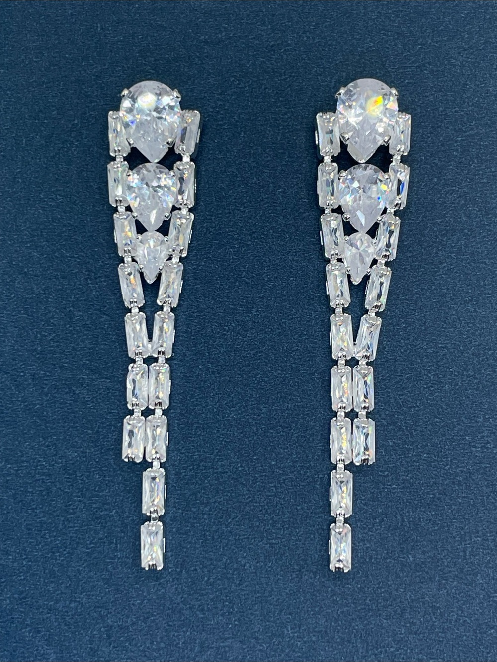 Swarovski Crystal Elements White Crystal Art Deco Dangle Earrings Bridal